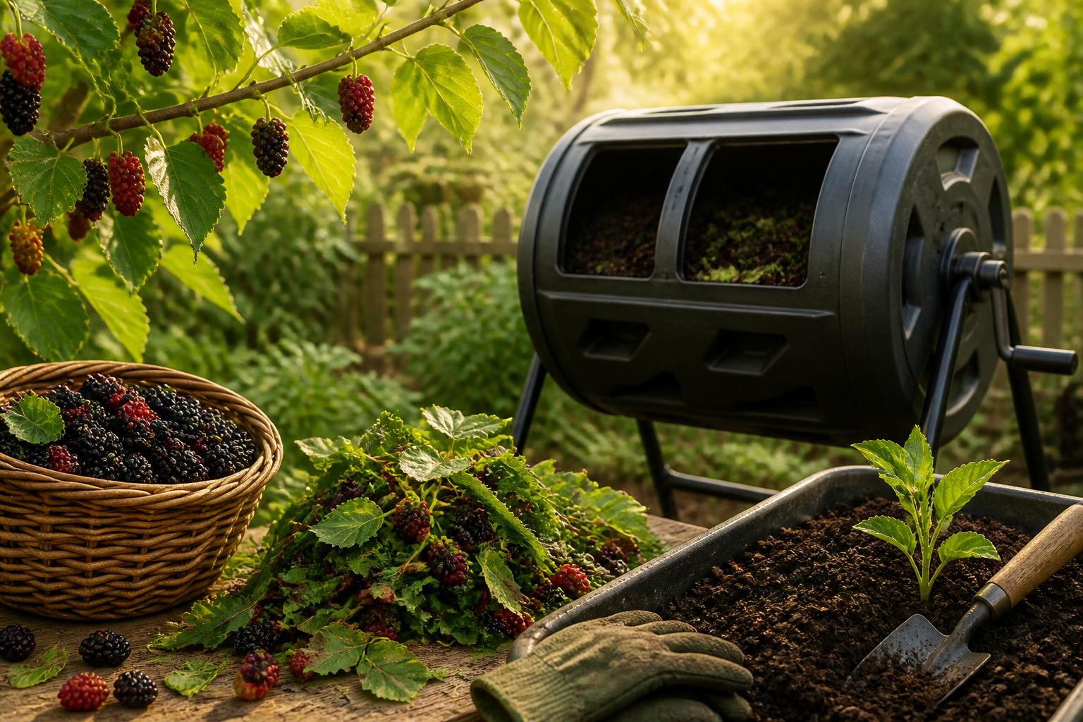 The Compost Tumbler That Turns My Mulberry Waste Into Garden Gold