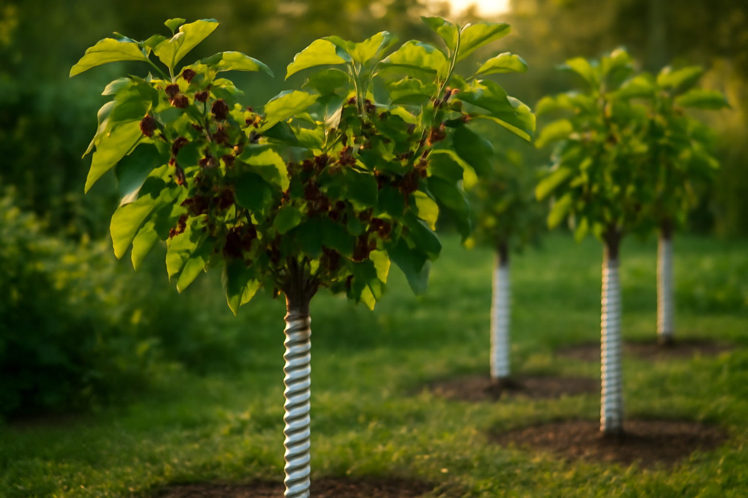 I Wrapped My Young Mulberry Trunks With Tree Guard Protectors: No More Deer Damage